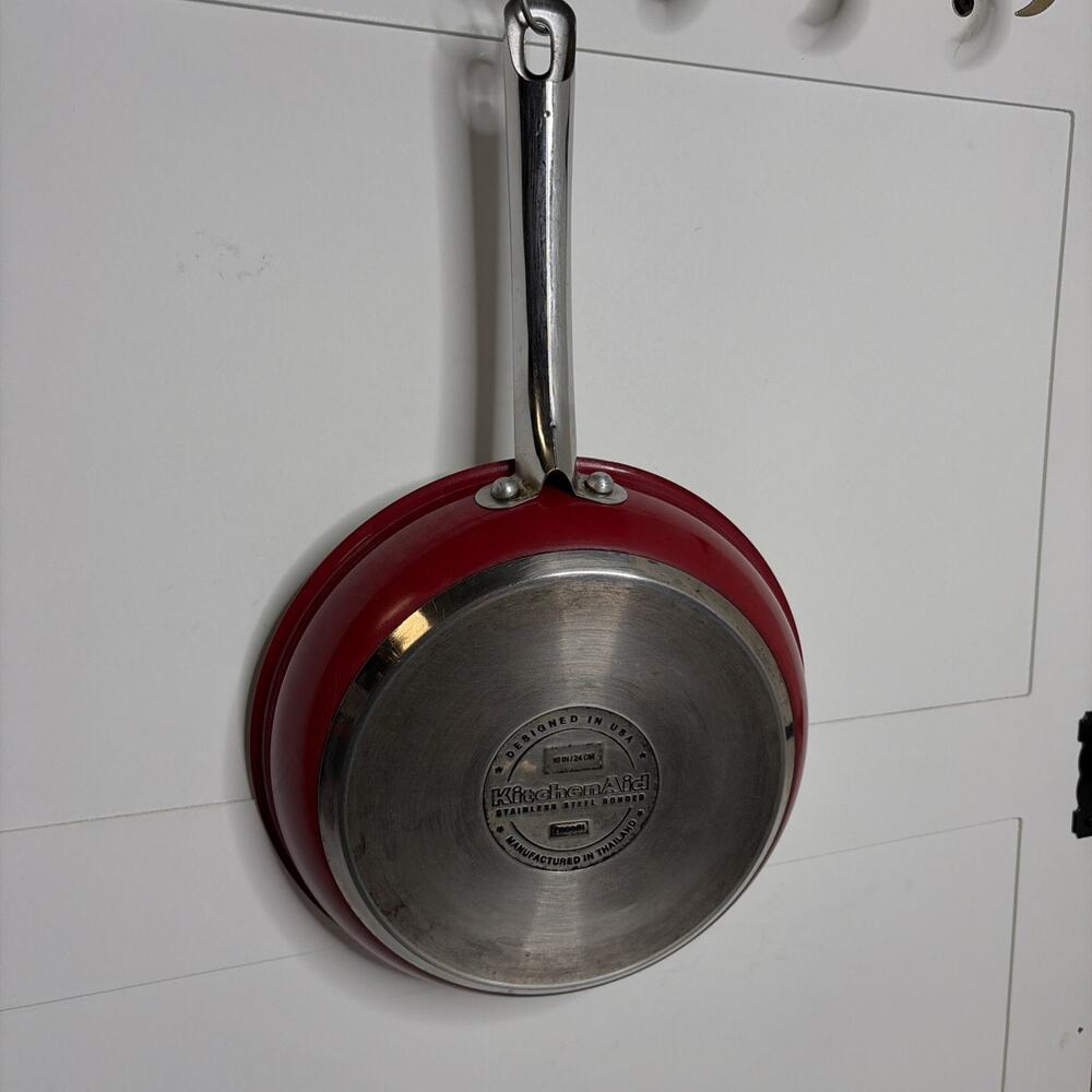 KitchenAid 10" Impact Bonded Stainless Skillet Red Riveted Handle